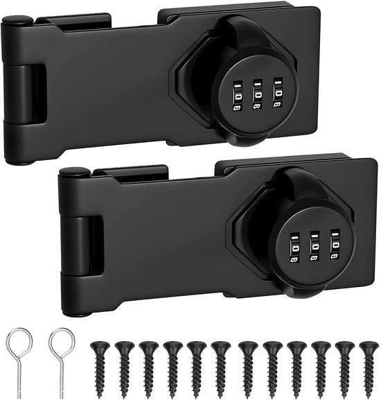 Combinazione hasp 5 pollici per serratura di porta con combinazione, chiusura a chiave per armadi e finestre, slot nero