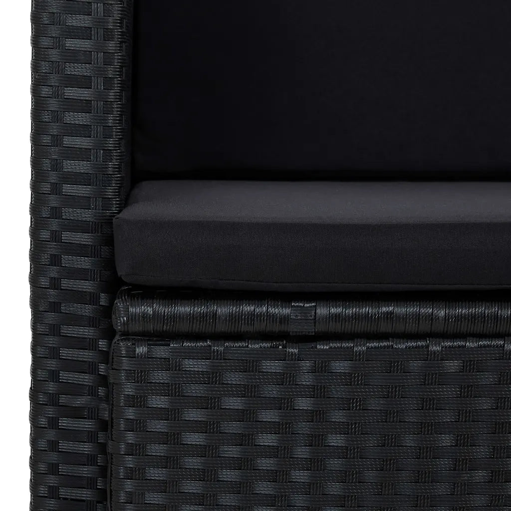 Divano da Giardino a 2 Posti con Cuscini-Sofa da Giardino-Divano da esterno Nero in Polyrattan 960095