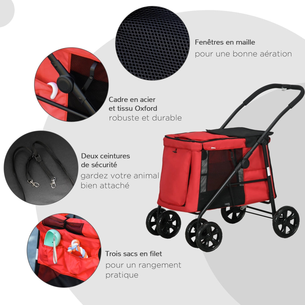 Trasportino pieghevole per animali ¨C zephmum ¨C rosso 102x62x105 cm
