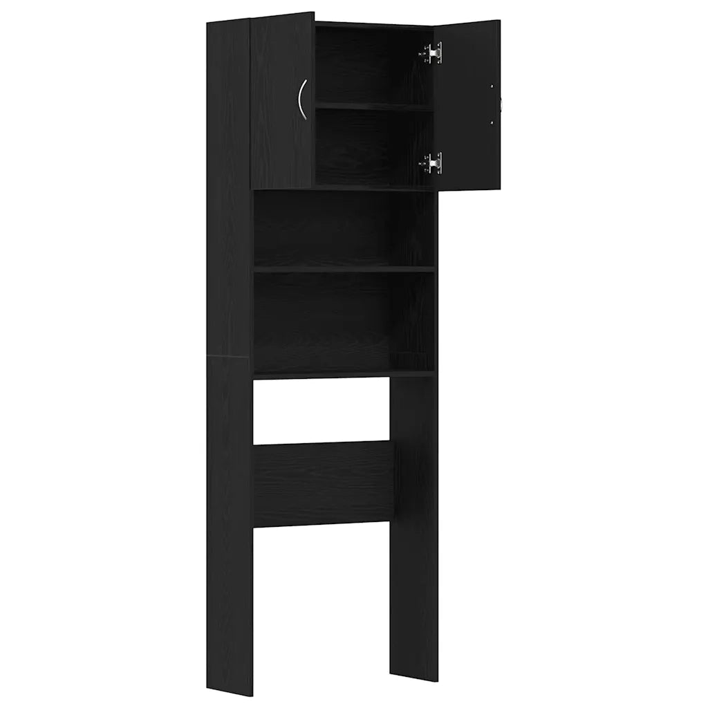 Mobile Lavatrice Rovere Nero 64x24x190 cm in Legno Multistrato 859128
