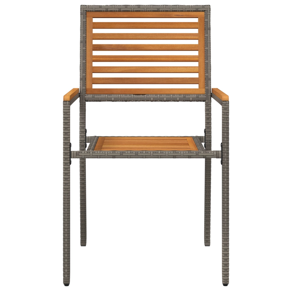 Sedia da giardino impilabile  con cuscini, 2 pz, grigia in polyrattan