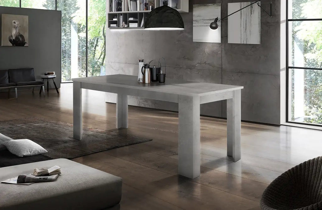 Tavolo da pranzo moderno legno bianco allungabile 90x160-210 Jesi Larch