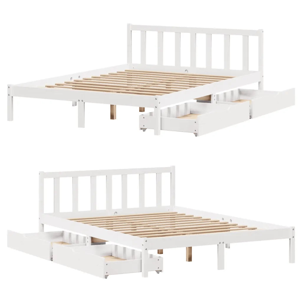 Letto senza Materasso-Struttura Letto Bianco 140x200 cm Legno Massello di Pino 853448