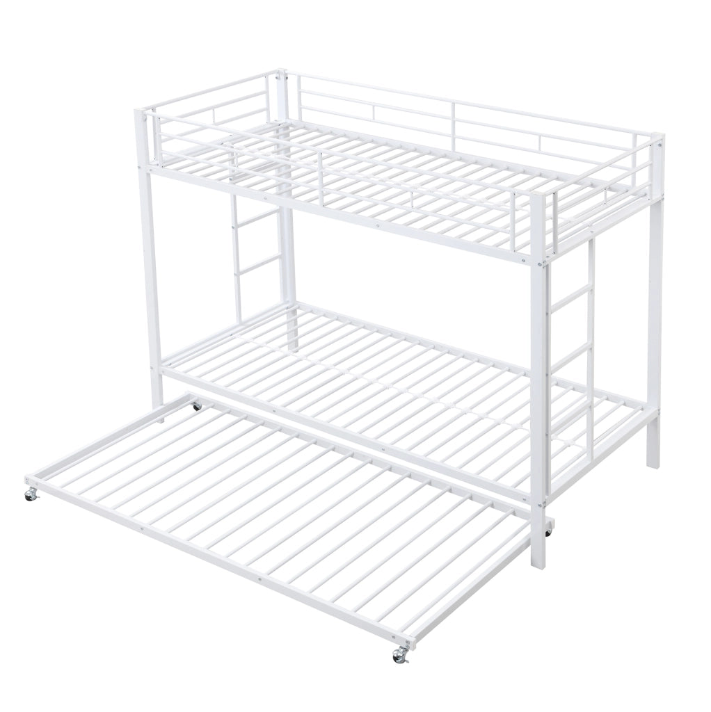 Letto a castello 90x200 cm; con letto estraibile; metallo; bianco