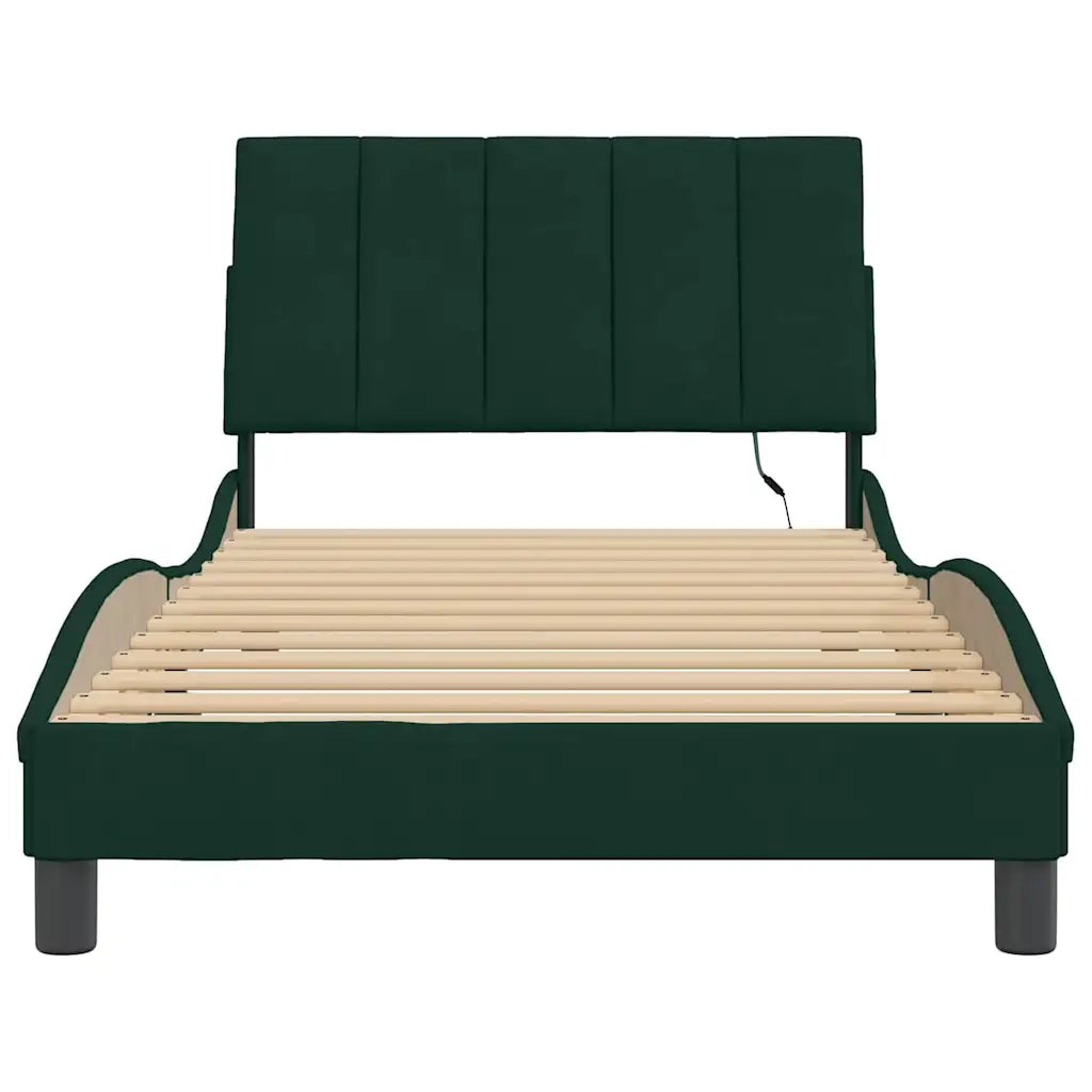 Giroletto con Luci LED Verde Scuro 100x200 cm in Velluto