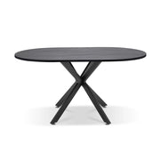 Marui Big - Tavolo da pranzo ovale in legno e metallo con piede centrale Kiso 180x100 cm - legno nero