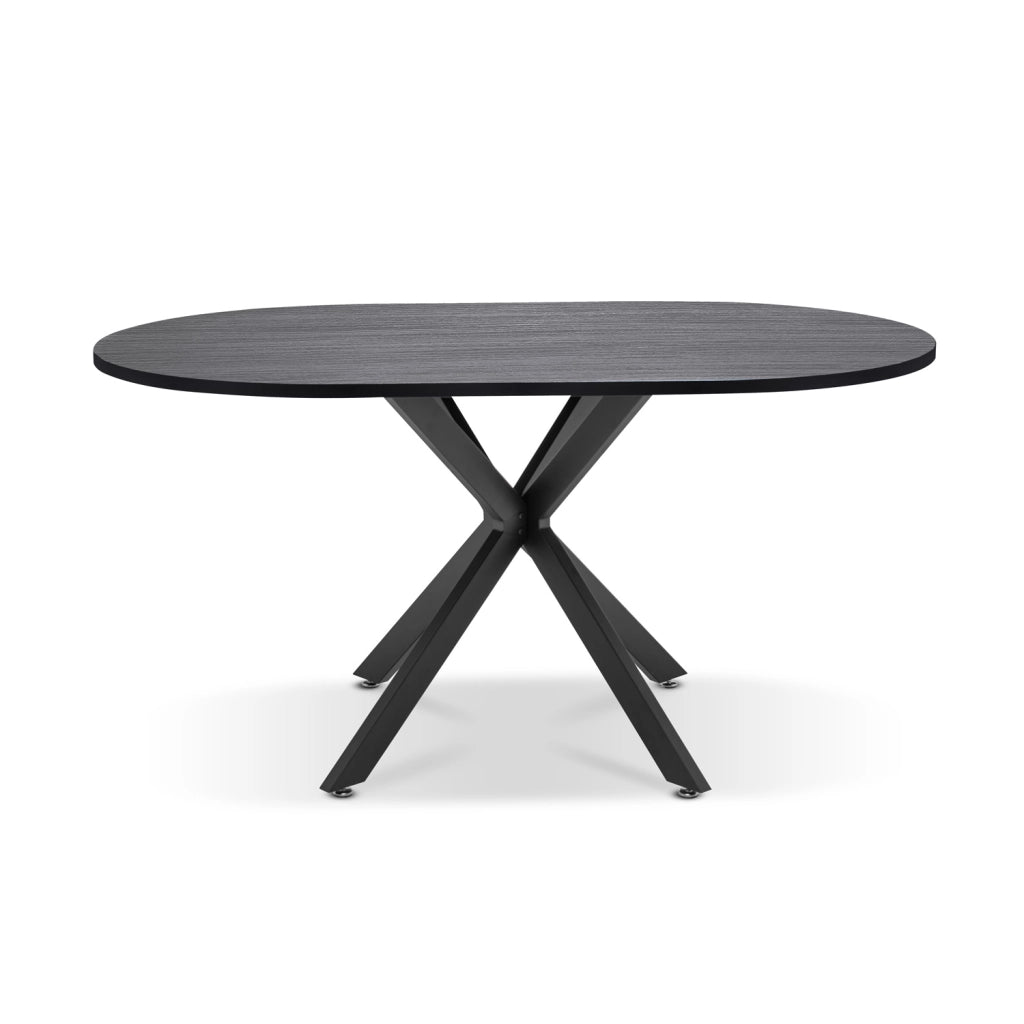 Marui Big - Tavolo da pranzo ovale in legno e metallo con piede centrale Kiso 180x100 cm - legno nero