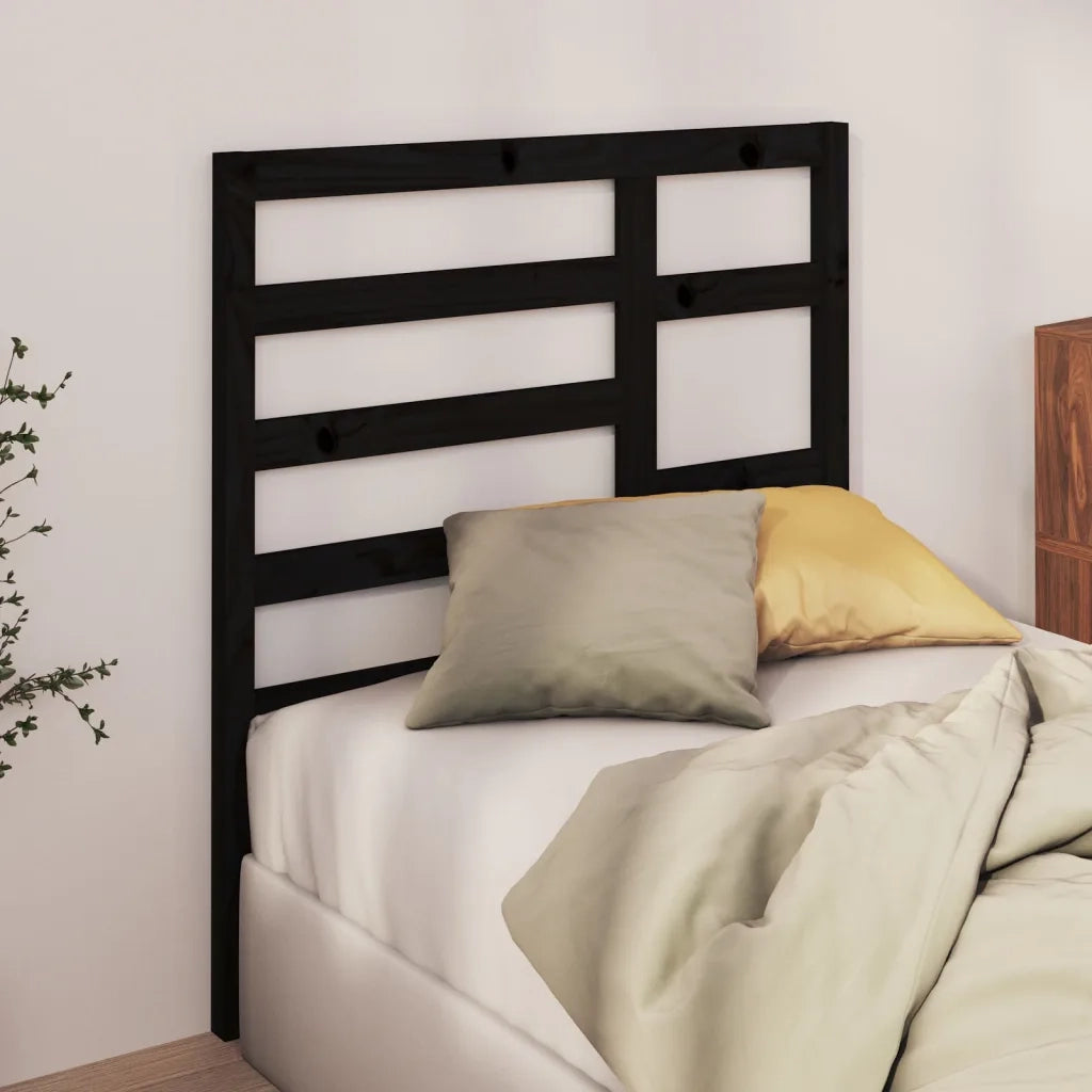 Testiera per Letto Nera 106x4x104 cm in Legno Massello di Pino 818129