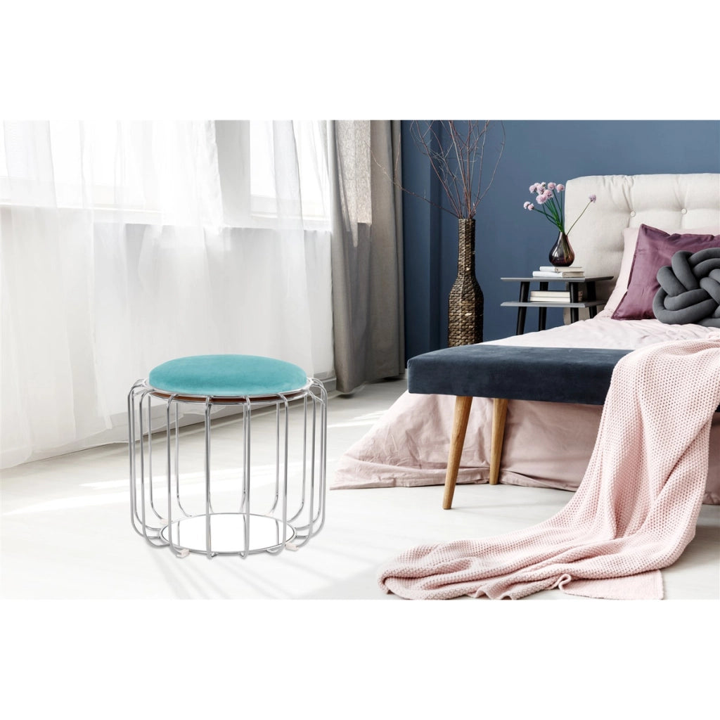 Tavolino e Pouf 2-in-1 Comfortable Mint e Argento