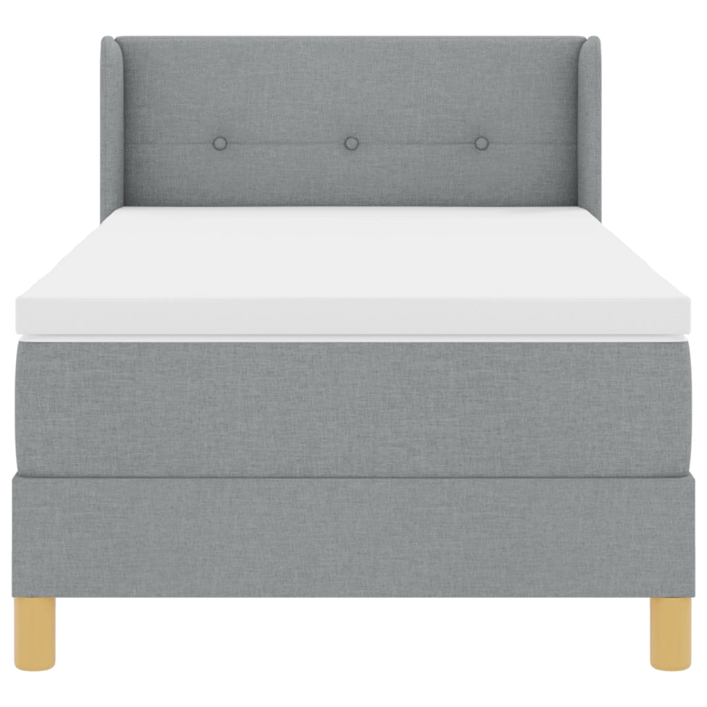 Letto a Molle con Materasso Grigio Chiaro 90x200 cm in Tessuto