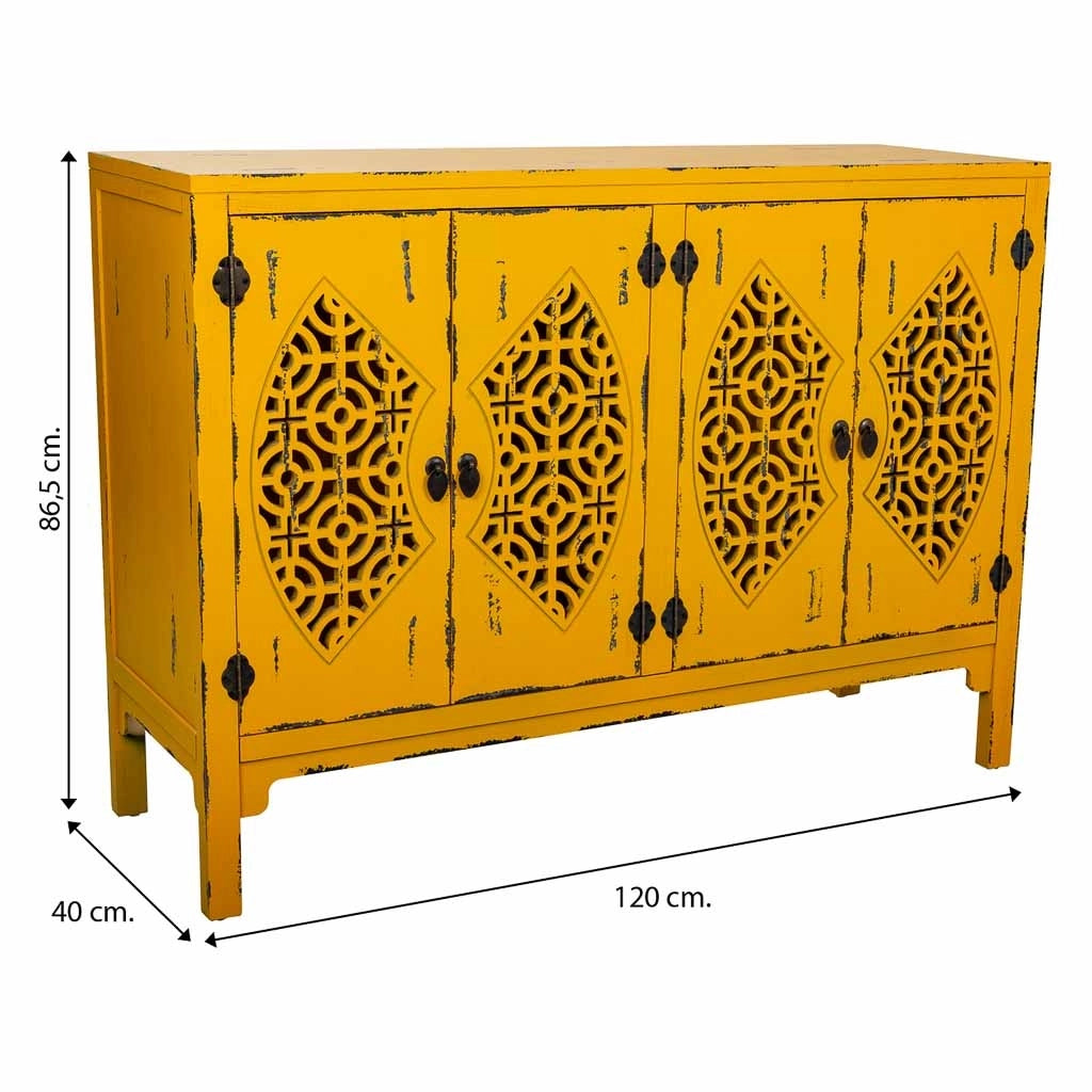 Credenza in legno gialla 120x40x86,5