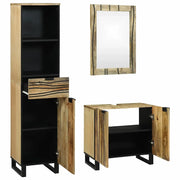 Set di mobili per il Bagno | Armadio da bagno 3 pz Marrone Legno multistrato