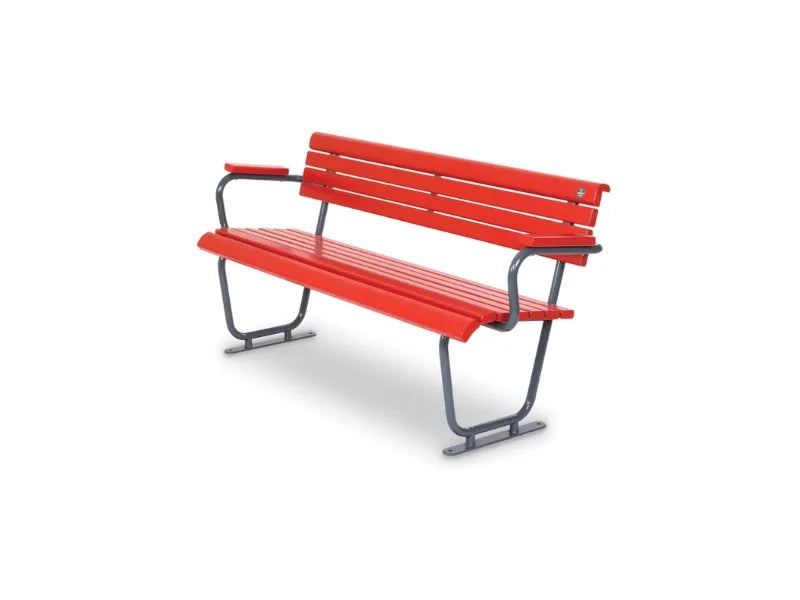 Panca Lady 56 legno metallo 183x61x82h schienale con braccioli Giochipark - Rosso