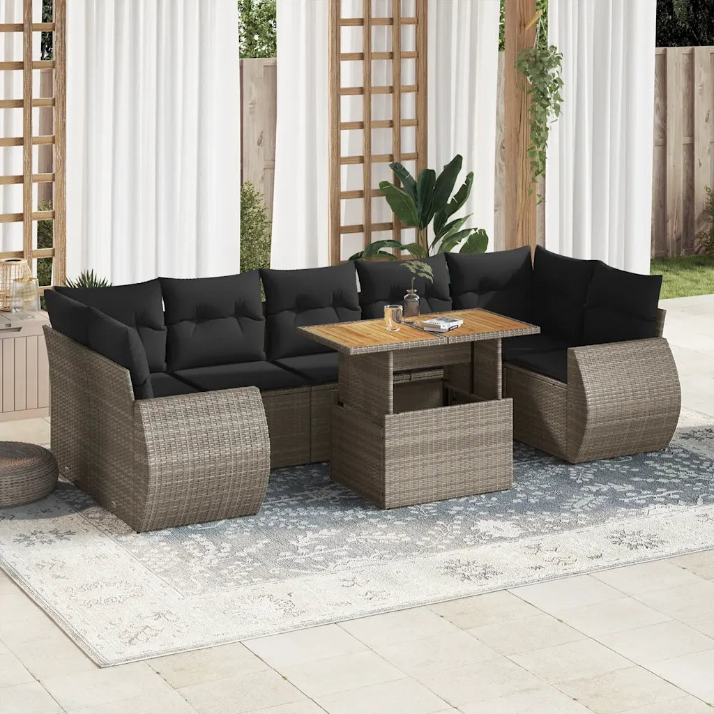 Set Divano da Giardino 8 pz con Cuscini Grigio in Polyrattan 3327238
