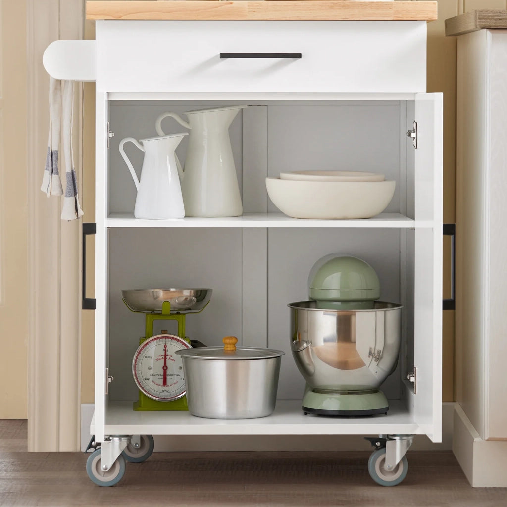 Credenza Cucina Carrello Cucina Con Ruote Con Cassetto E 2 Ante 74.5x45.5x91cm FKW119-WN SoBuy