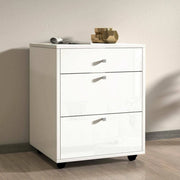Cassettiera Asgabat, Cassettiera camera da letto , Settimino con 3 cassetti, 47x45h61 cm, Bianco