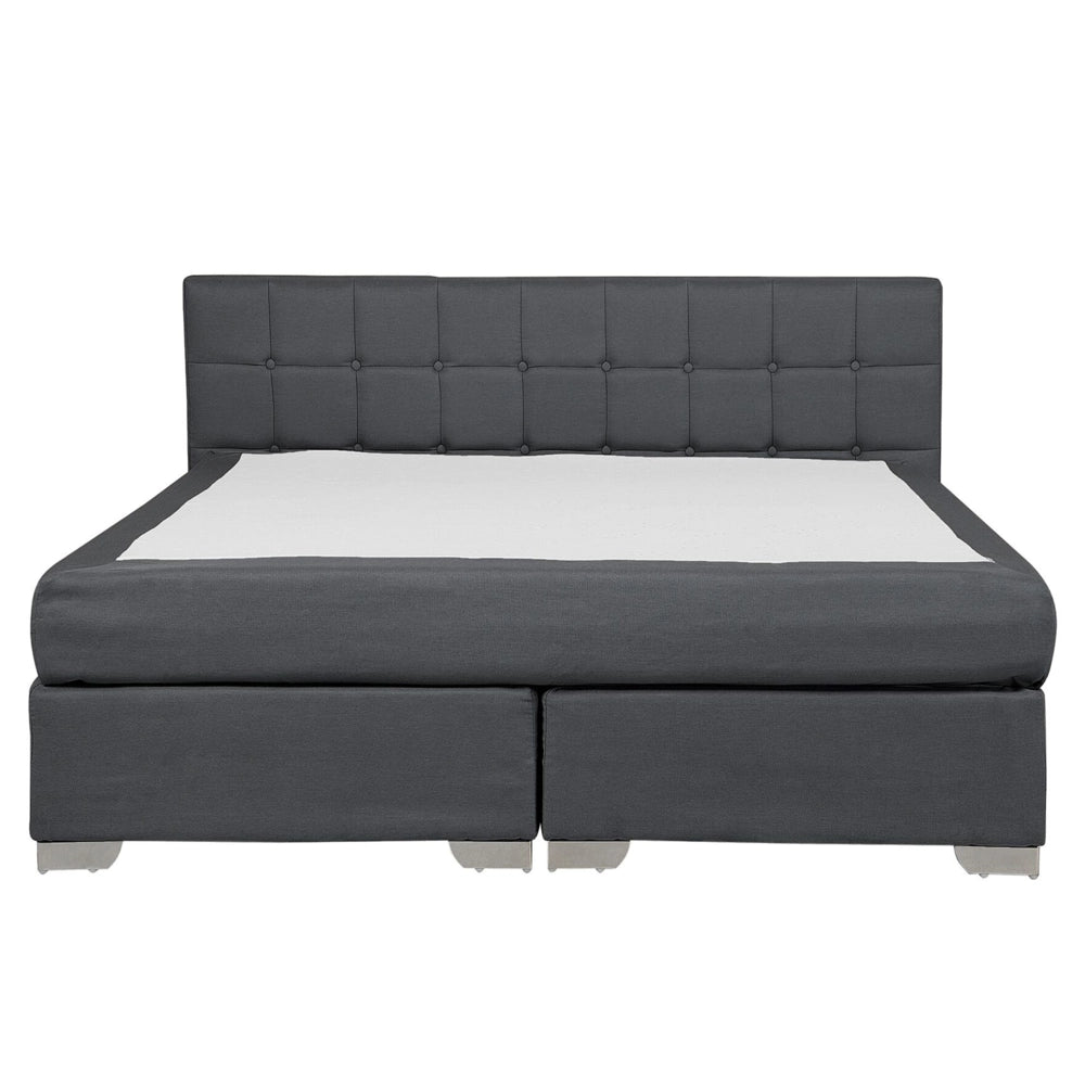 Letto Tessuto Nero Imbottito 160 x 200 cm Struttura Con Testiera Trapuntata E Materasso