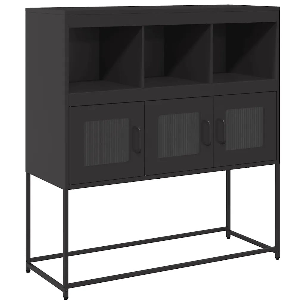 Credenza-Buffet-Armadio da cucina Nera 100,5x39x107 cm in Acciaio Laminato a Freddo 720873