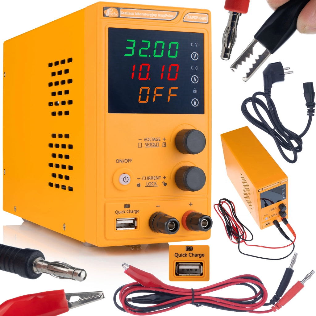 Alimentatore da Laboratorio AmpPulse RAPEP-6405 64V 5A – Precisione Elevata, Display Chiaro | Protezione ROSFIX PROTECT