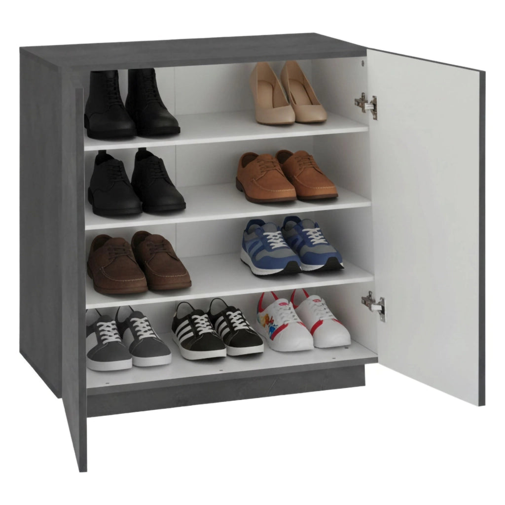 Scarpiera Apetta, Made in Italy, a 2 ante, Portascarpe da ingresso, Mobile multiuso, cm 80x38h86, Grigio Ardesia