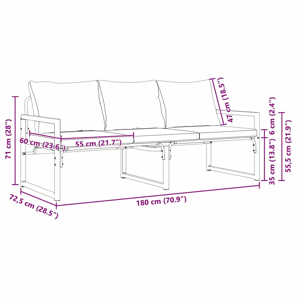 Arredamento da Giardino Grigio chiaro 180 x 72,5 x 71 cm 42009983