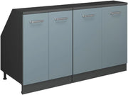 Set di mobili sottotetto Rion, Grigio-blu, 140 cm Set di 2 carcasse armadio profondità 60 cm, adatto per il salvaspazio sotto tetti spioventi
