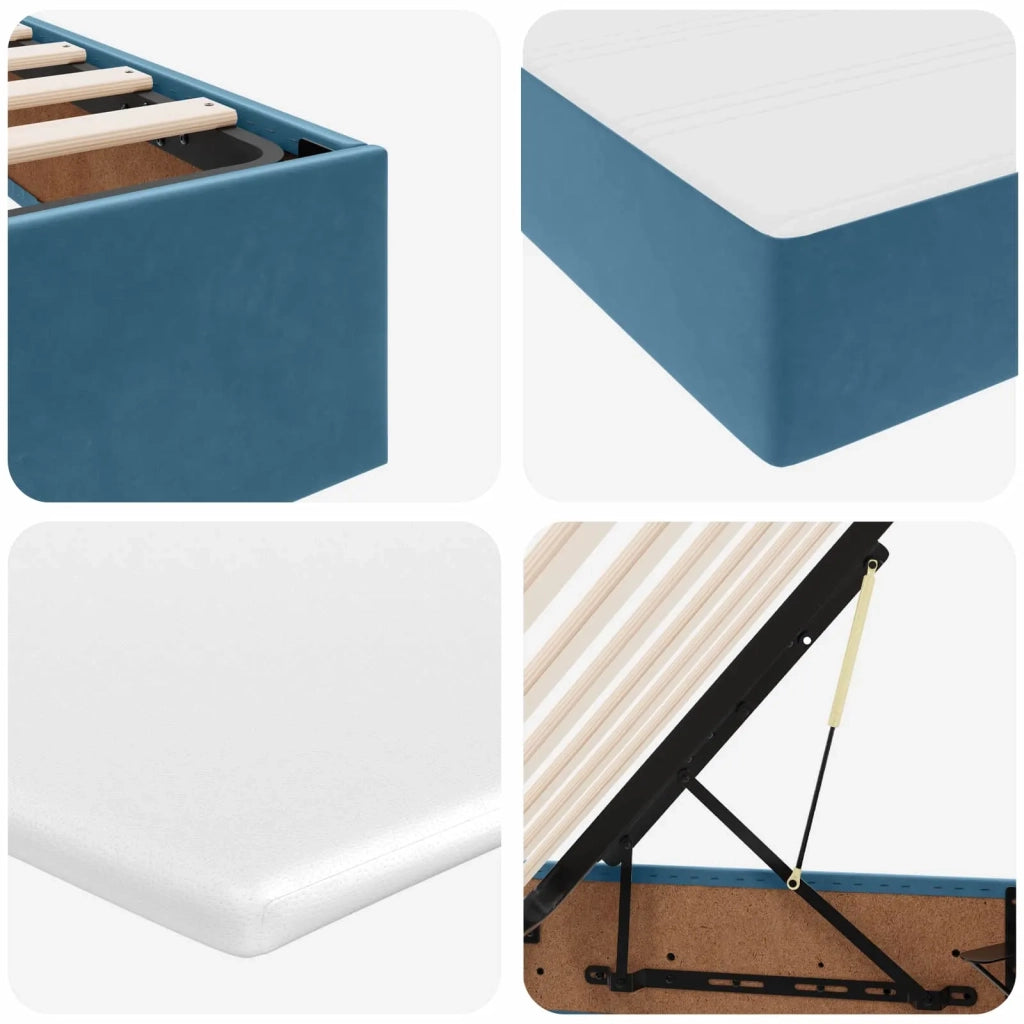 Letto con contenitore e materasso Blu Scuro 200 x 200 cm