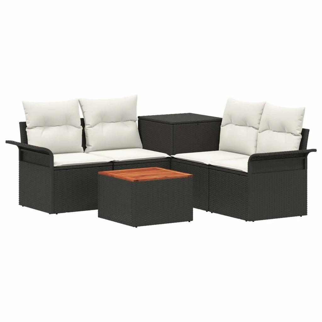 Set di divani 6 pcs 4-Numero di posti Nero e Bianco Crema 3447074