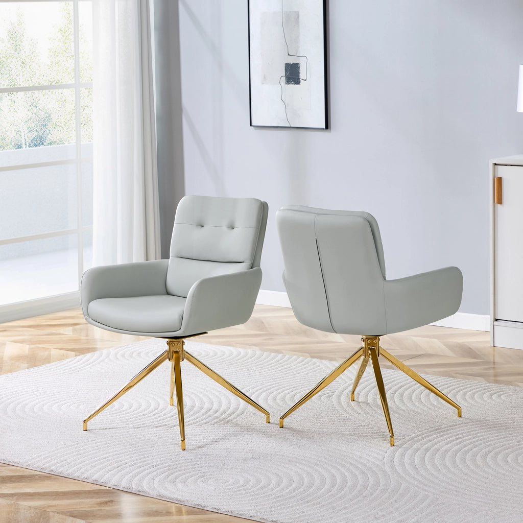 SEDIA Girevole 85 cm PU Grigio Caldo e Metallo Oro Set da 2 pezzi