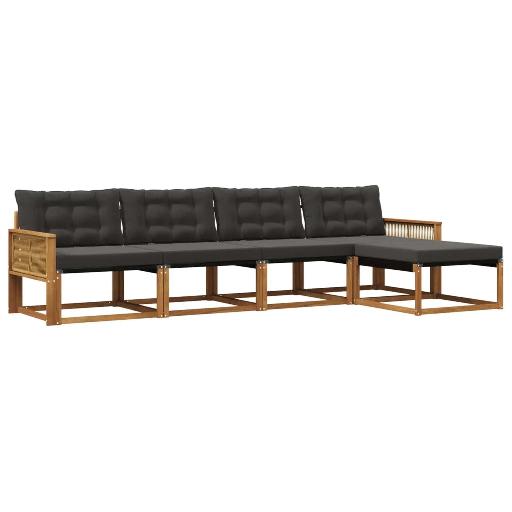 Set di divani da esterno 5 pz Naturale e Nero 3381364