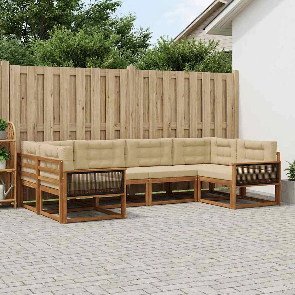Set di divani da esterno 6 pz Naturale e Beige 3382846