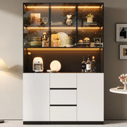 Vetrina in vetro con LED 120x40x200 cm; MDF nero; con ripiani aperti; 3 cassetti e 2 ante
