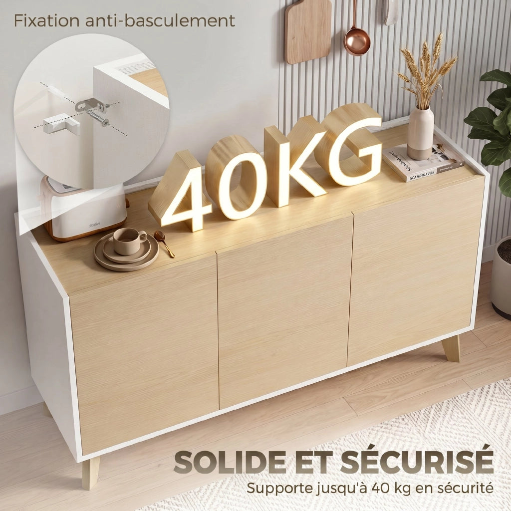 Armadio da cucina ¨C zephmum ¨C bianco e legno naturale 120x40x90