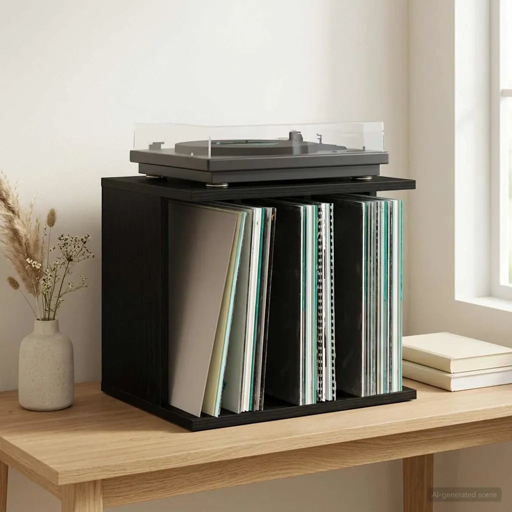 Storage per dischi in vinile Rovere Nero 42 x 33 x 36 cm 8012835