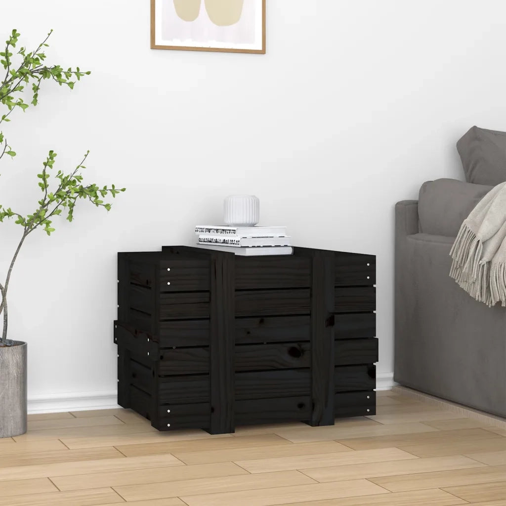 Contenitore Portaoggetti Nero 58x40,5x42 cm Legno Massello Pino 824997