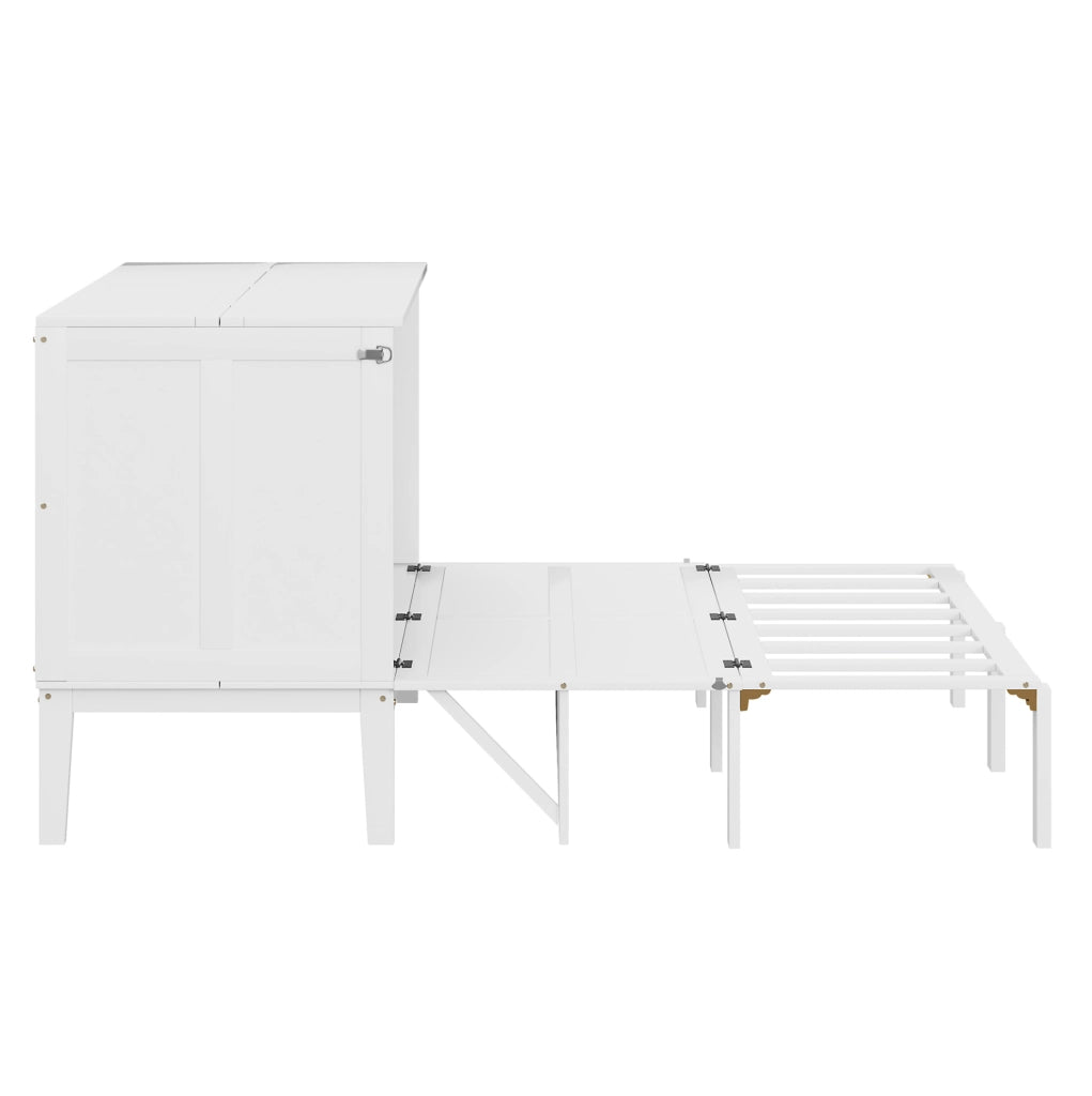 Letto a scomparsa verticale 140x200 cm in legno; salvaspazio; bianco