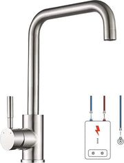 Flessa di scarico in acciaio inossidabile per cucina - miscela con 3 connessioni - per boiler o apparecchiature sotto-scrivania - a L - forato