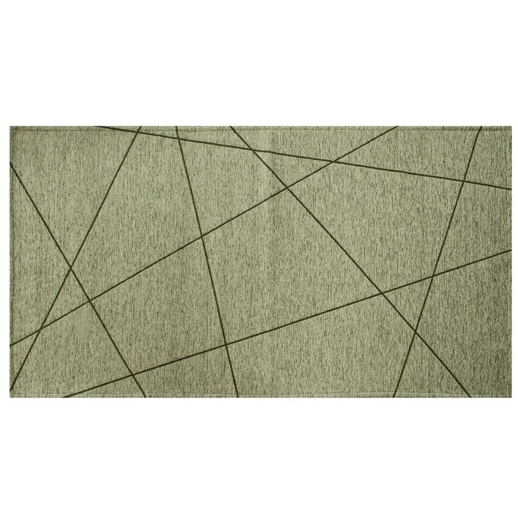 Tappeto Arredo Moderno Morbido in Ciniglia Ingresso Antiscivolo Prodotto Italiano  Soggiorno Camera Salotto Disegni Piazzati Cotone Varie Misure Grande Quarzo/Verde - 115x175 cm