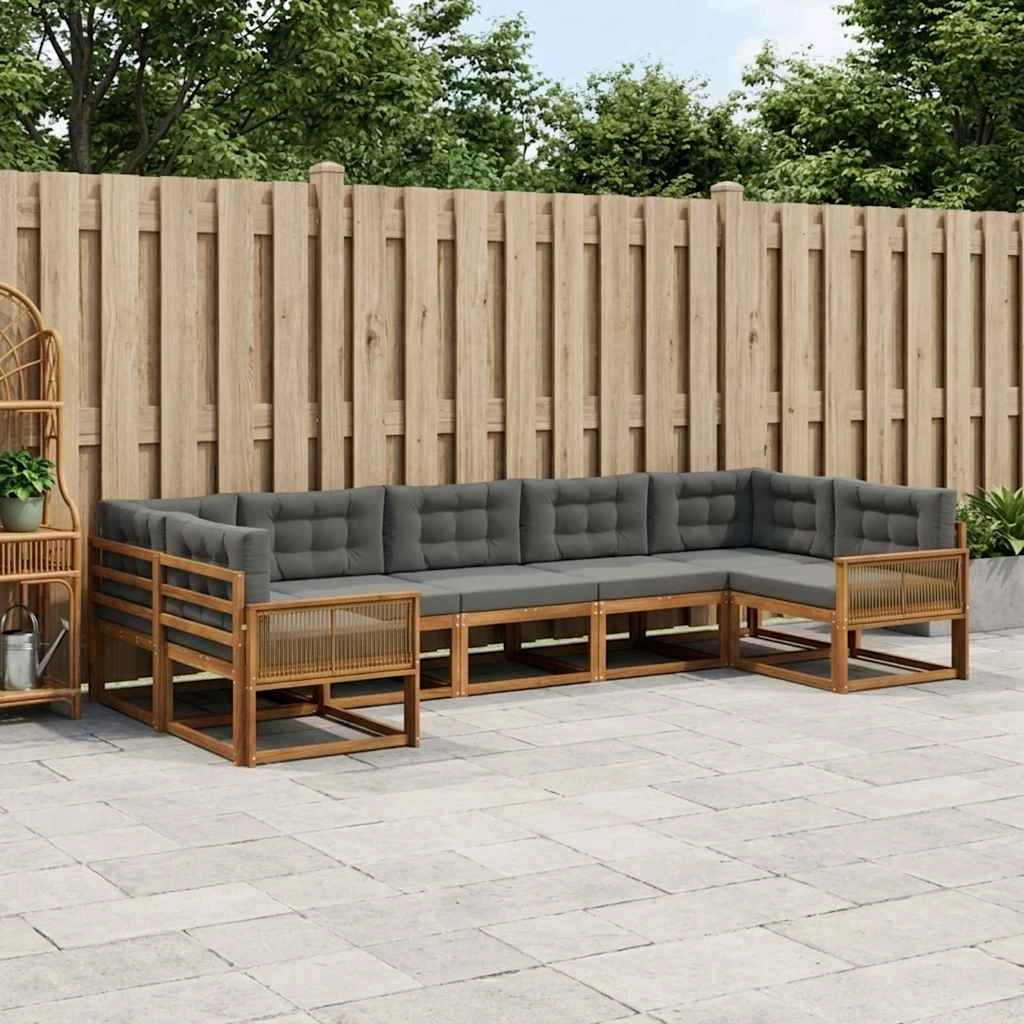 Set di divani da esterno 7 pz Naturale e Antracite 3382870