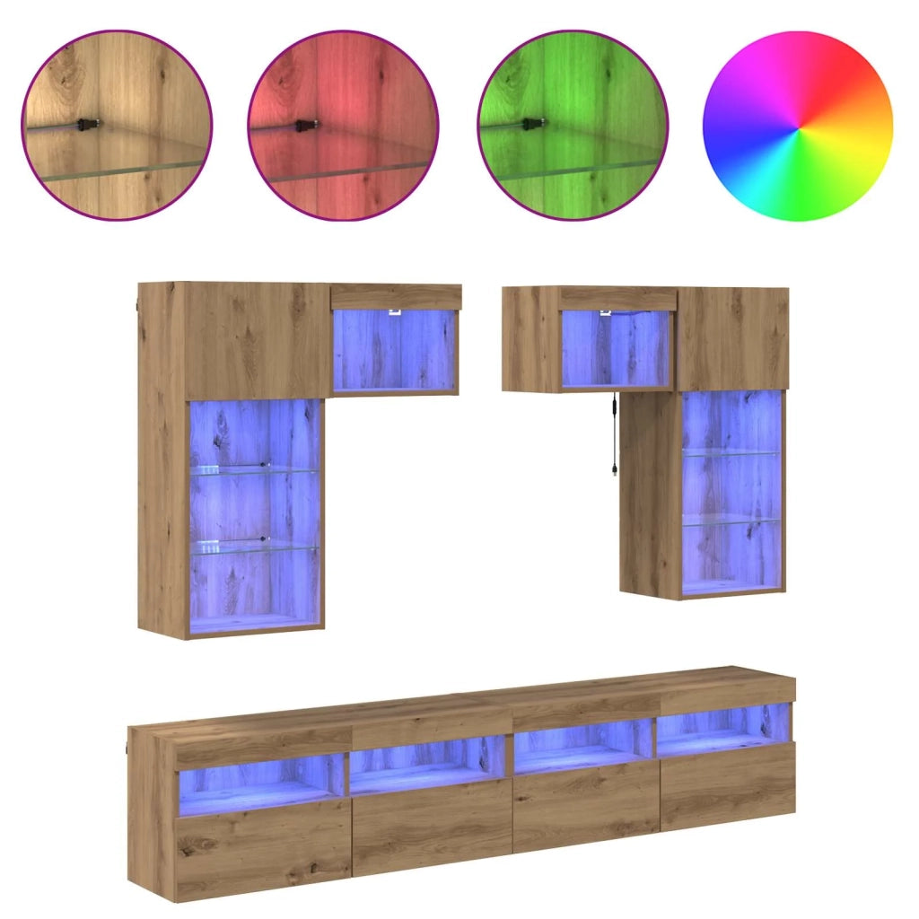 Unità per TV a Muro 6 pcs Legno vecchio Legno multistrato 3402789