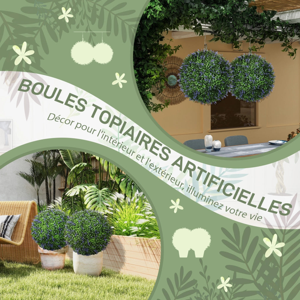 Set 2 Sfere Topiarie Artificiali UV ¨C Xylo ¨C Viola e Verde ? 42 cm