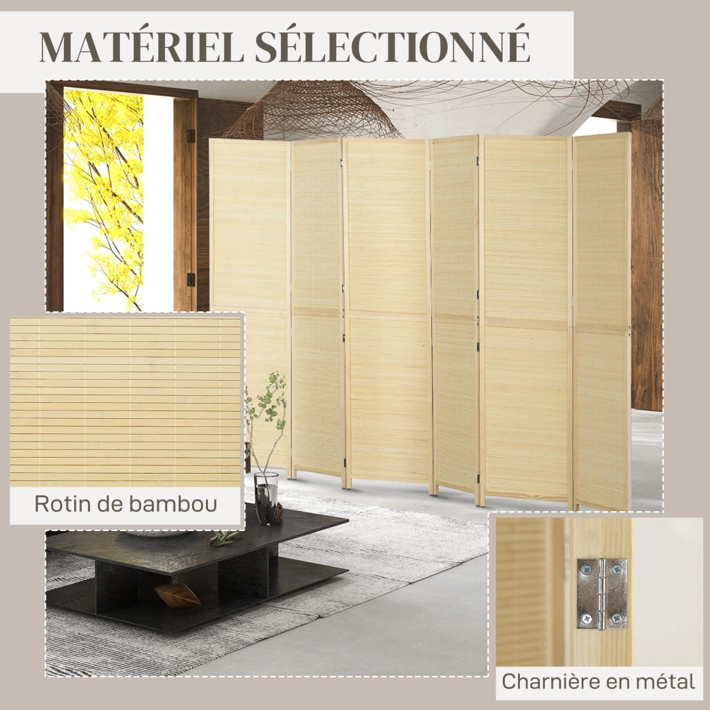 Paravento in bamb¨´ 6 pannelli ¨C Minimal ¨C 270x180 cm naturale