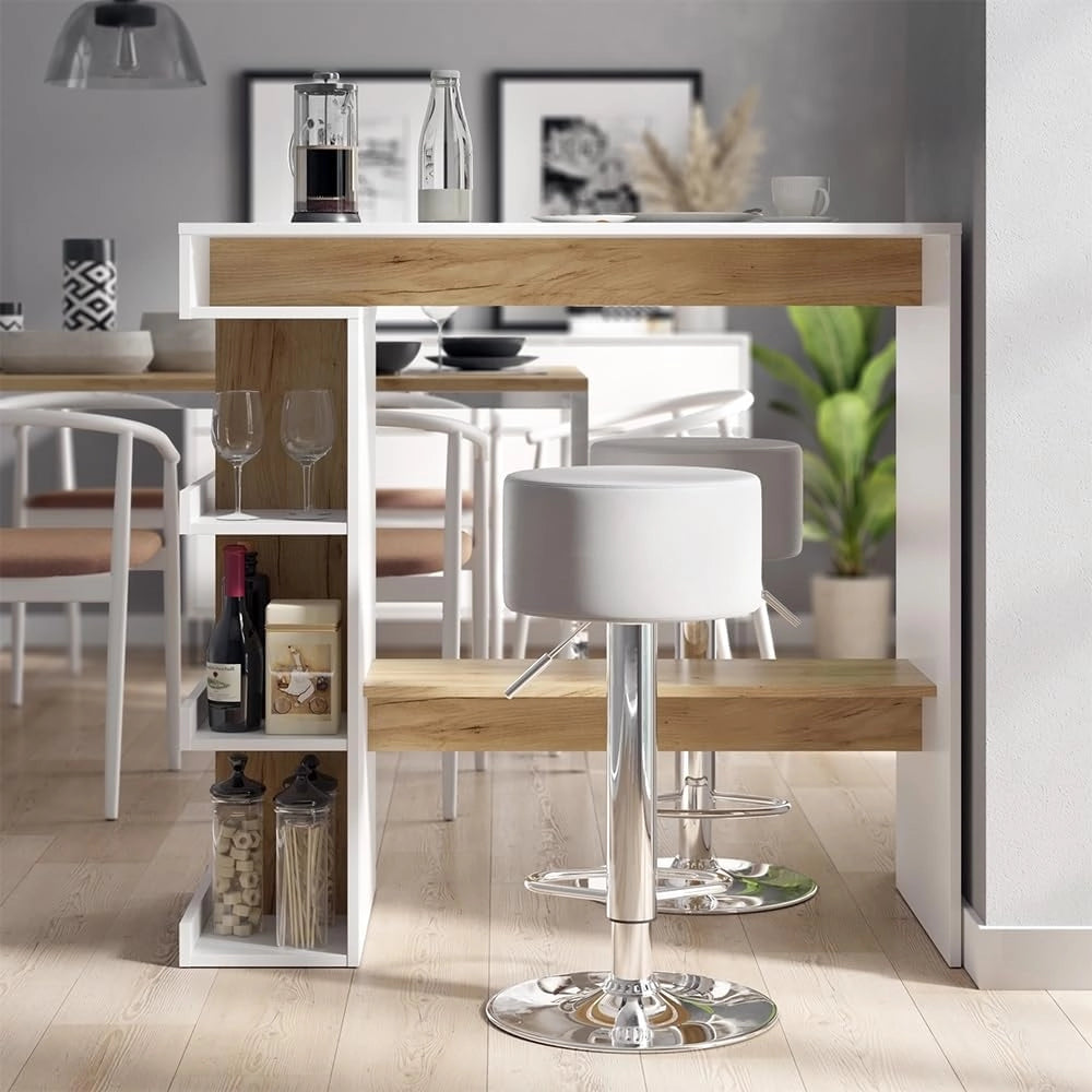 tavolo bar alto Dana, Rovere bianco/dorato, 108 x 50 cm