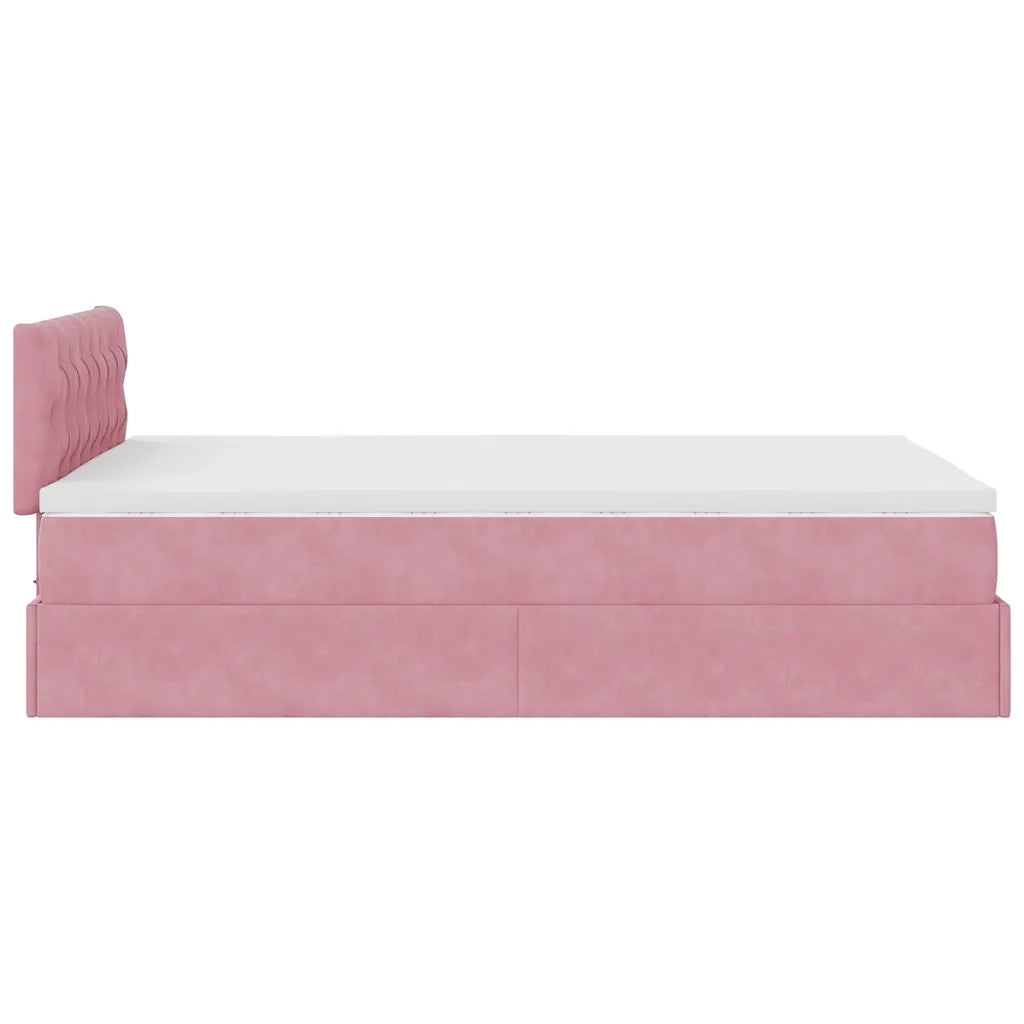 Pouf Letto con Materasso e LED Rosa 120x190cm in Velluto 3312685