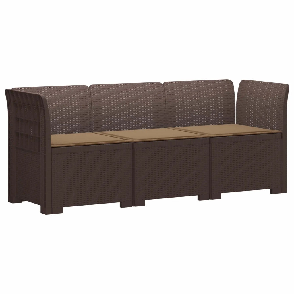 Divano da esterno-Divano da Giardino 3 posti con cuscini in look rattan PP 245896