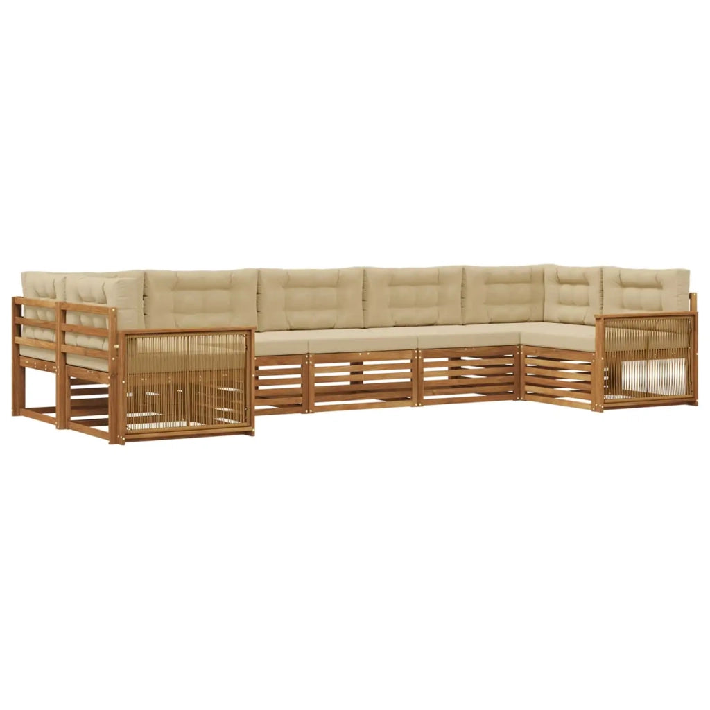 Set di divani da esterno 7 pz Naturale e Beige 3383811