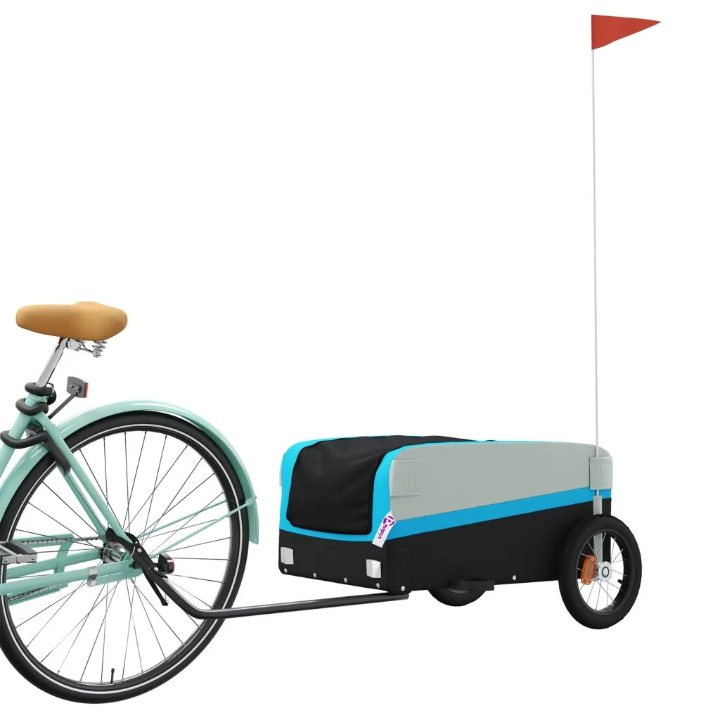 Rimorchio da Bici Nero e Blu 30 kg in Ferro 94037