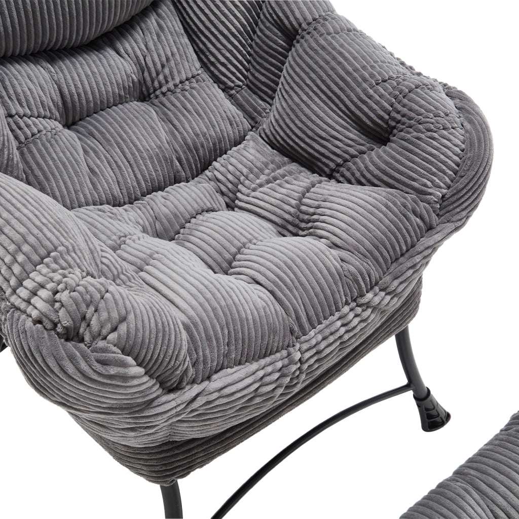 Poltrona Relax con Poggiapiedi e Braccioli ¨C MINIMAL ¨C Tessuto Grigio