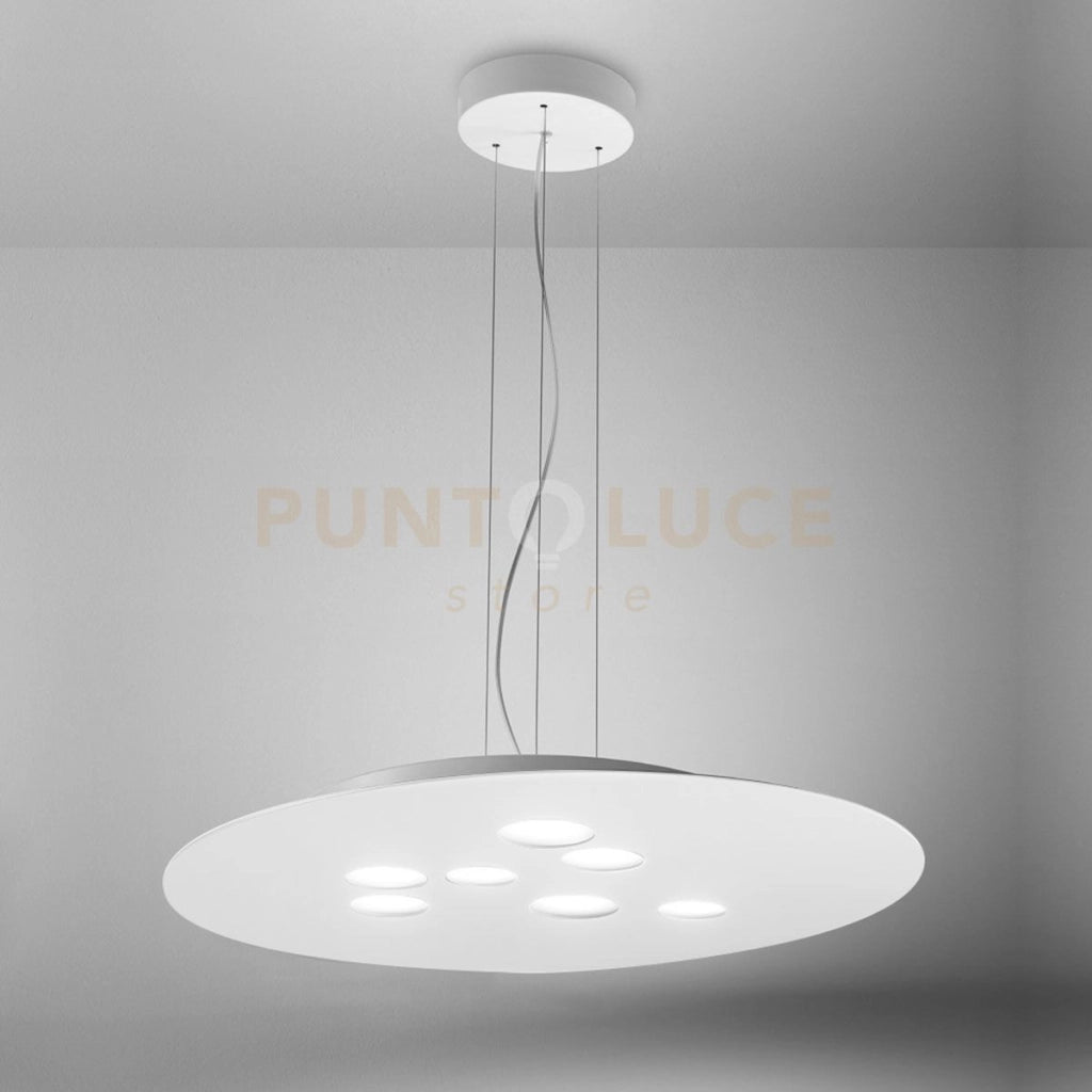 LUNA S - LAMPADARIO A SOSPENSIONE BIANCO 10 LUCI ATTACCO GX53 IN METALLO E ALLUMINIO