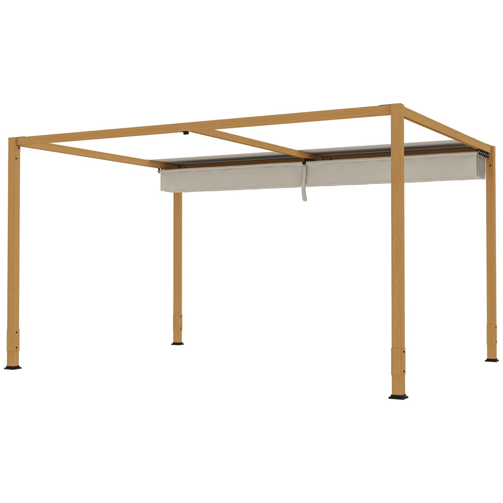 Pergola da giardino con tetto retrattile ¨C Zephmum ¨C Alluminio effetto legno 4x3 m